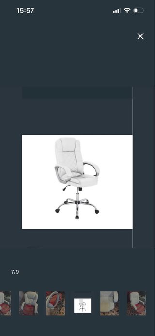 Sillón de oficina blanco y plateado