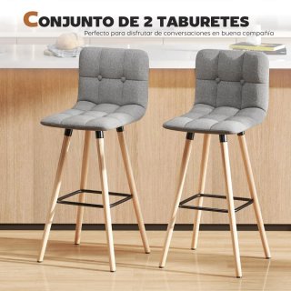 Juego 2 Taburetes Altos Cocina con Respaldo