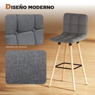 Juego 2 Taburetes Altos Cocina con Respaldo