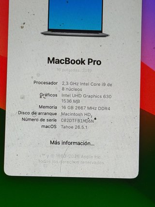 MacBook Pro 16 2019 Intel i9 16GB RAM