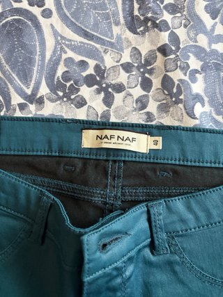 Pantalón Naf Naf Talla 40 Verde Azulado largo 92cm