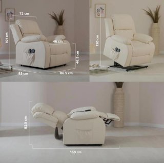 Sillón eléctrico reclinable piel beige