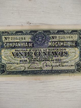 Billete Compañía de Mozambique 1933