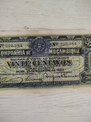 Billete Compañía de Mozambique 1933
