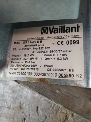 Calentador Vaillant atmoMAG plus ES 11-4/0 E B