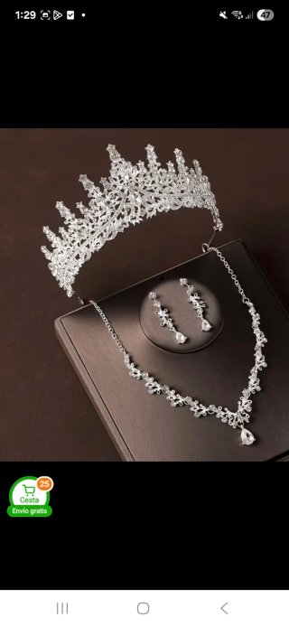 Conjunto Tiara, Collar y Pendientes Plata