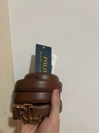 Cintura Ralph Lauren marrone con logo RL dorato