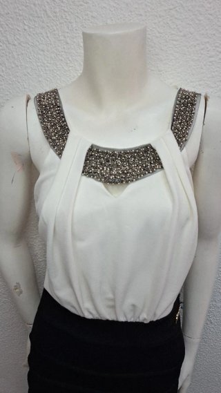 Vestido de fiesta blanco y negro