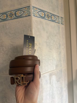 Cintura Polo Ralph Lauren marrone fibbia RL