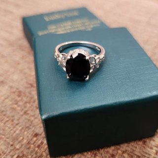 Anillo Plata 925 con Piedra Negra Ovalada