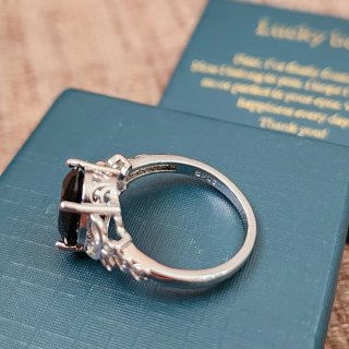 Anillo Plata 925 con Piedra Negra Ovalada