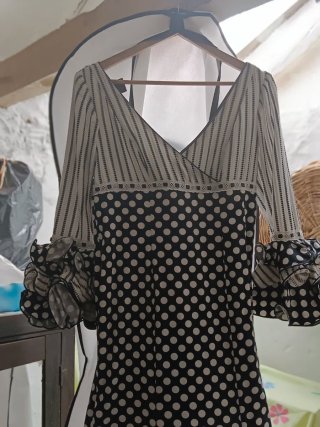Vestido Flamenca Mujer Negro/Blanco Talla L