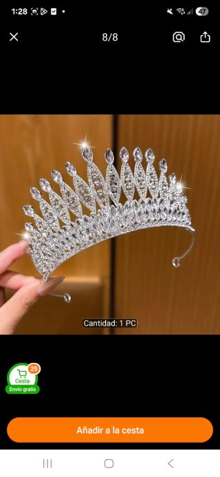 Tiara de plata con pedrería