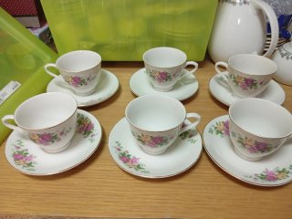 Juego de café porcelana flores