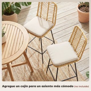 Juego 2 Taburetes Altos Cocina Ratán