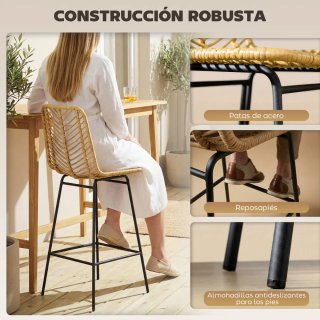 Juego 2 Taburetes Altos Cocina Ratán