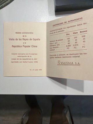 Moneda conmemorativa visita Reyes España China 197