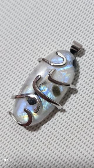 Colgante Piedra Luna Aleación Chapado Plata 925.