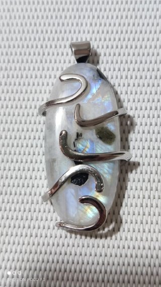 Colgante Piedra Luna Aleación Chapado Plata 925.