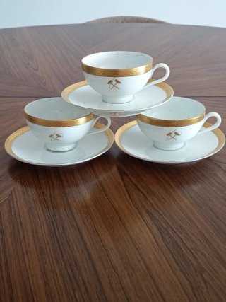 Juego 3 Tazas y platos Porcelana
