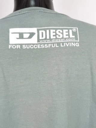 T-Shirt Diesel Uomo XL Verde Salvia Logo Vintage