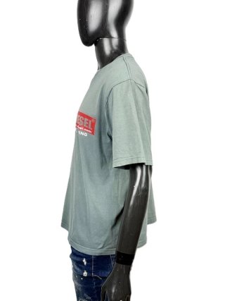 T-Shirt Diesel Uomo XL Verde Salvia Logo Vintage