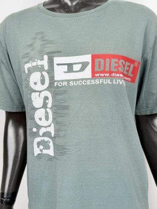 T-Shirt Diesel Uomo XL Verde Salvia Logo Vintage