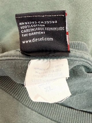 T-Shirt Diesel Uomo XL Verde Salvia Logo Vintage