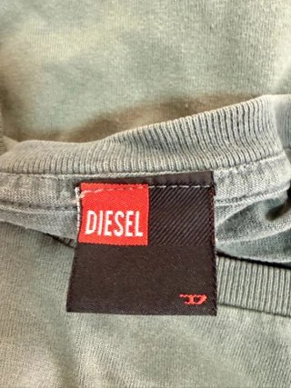 T-Shirt Diesel Uomo XL Verde Salvia Logo Vintage