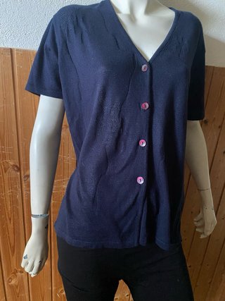 Cardigan Bernardini blu manica corta