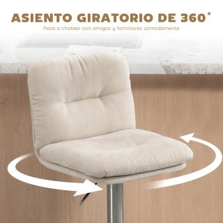 Juego 2 Taburetes Altos Cocina Giratorios Beige