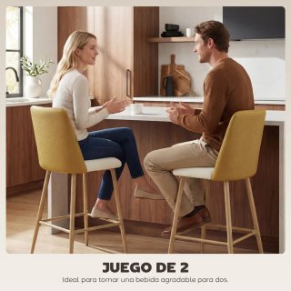 Juego 2 Taburetes Altos Cocina Respaldo