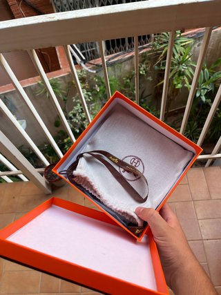 Cinturón Hermes Azul con Hebilla H Plateada