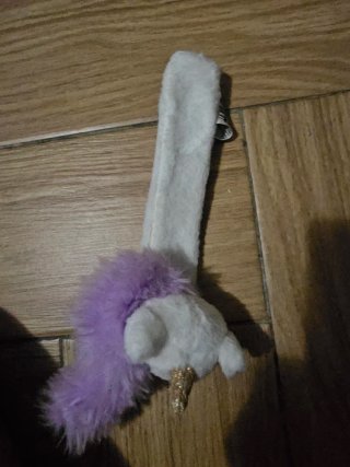 Pulsera Gato Peluche Morado y Blanco
