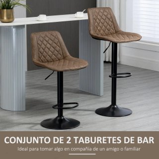 Juego 2 Taburetes Cocina Altos Piel Sintética