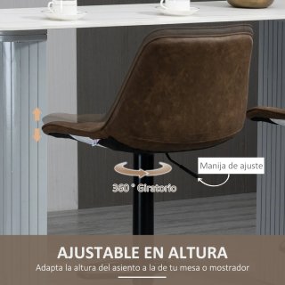 Juego 2 Taburetes Cocina Altos Piel Sintética