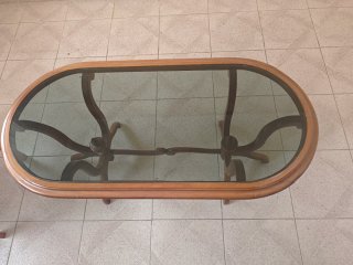 Mesa centro vintage madera y cristal