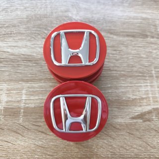TAPABUJES HONDA 69mm ROJO BRILLO Y EMBLEMA CROMO
