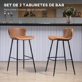 2 Taburetes Altos Cocina Marrón y Negro