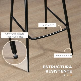 2 Taburetes Altos Cocina Marrón y Negro