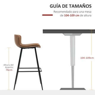2 Taburetes Altos Cocina Marrón y Negro