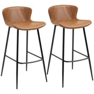 2 Taburetes Altos Cocina Marrón y Negro