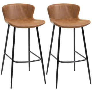 2 Taburetes Altos Cocina Marrón y Negro