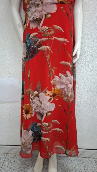 Vestido largo estampado floral rojo