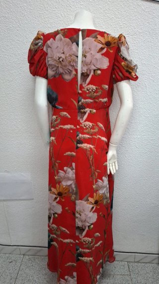 Vestido largo estampado floral rojo