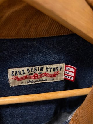 Chaqueta Denim Zara Marrón y Azul Talla L