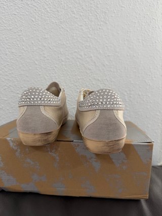 Golden Goose zapatillas beige y rosa con brillos