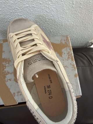 Golden Goose zapatillas beige y rosa con brillos