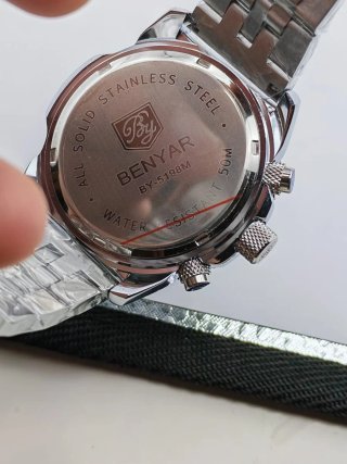Reloj BENYAR Negro y Plateado Cronógrafo