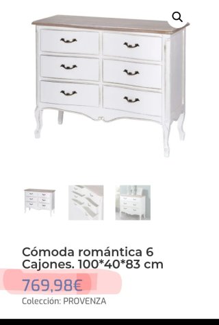 Cómoda Romántica 6 Cajones Blanca